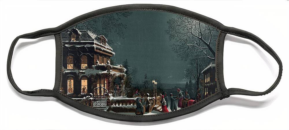 History Face Mask featuring the photograph Christmas Eve Gathering by Photo Researchers