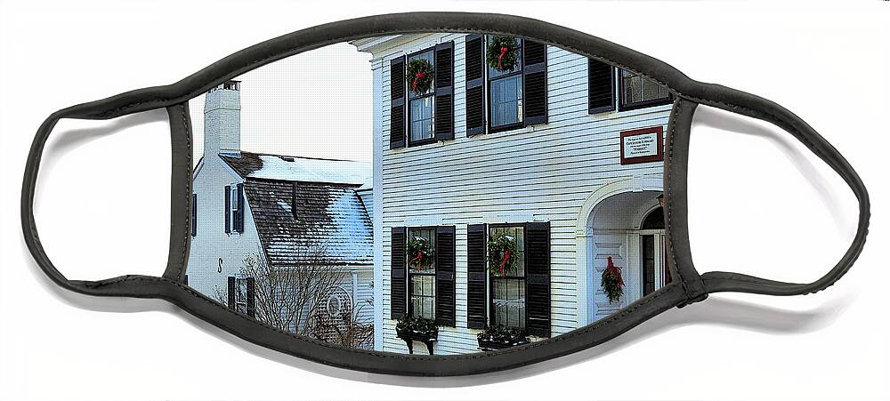 Christmas On Leyden Street Face Mask featuring the photograph Christmas on Leyden Street by Janice Drew