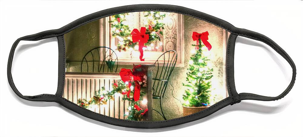 Merry Face Mask featuring the photograph Christmas Porch by Jerry Sodorff