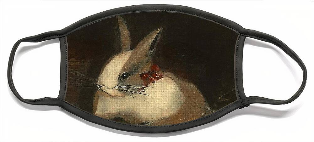 Fine Art America.com Face Mask featuring the painting Christmas Rabbit by Diane Strain