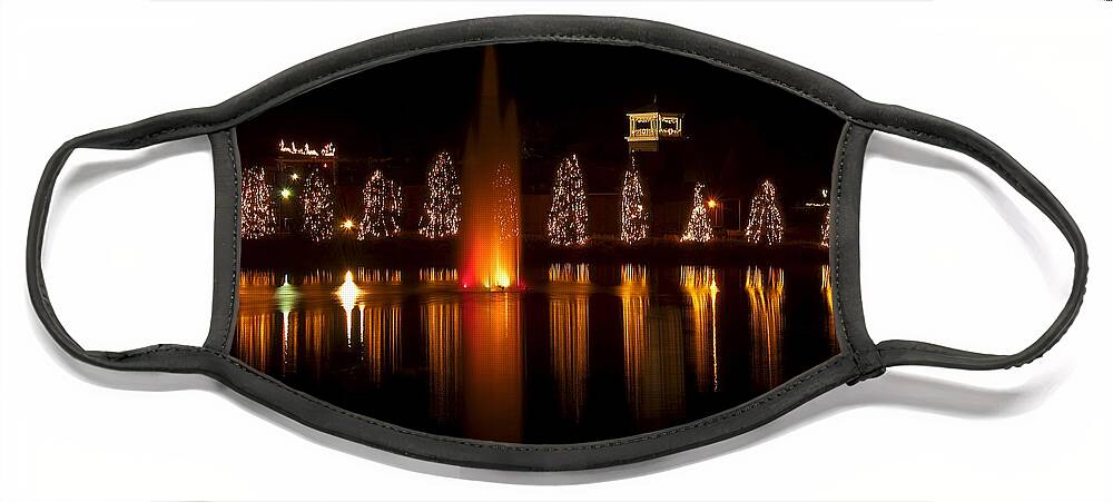 Christmas Trees Face Mask featuring the digital art Christmas Reflection - Christmas Card by Flees Photos