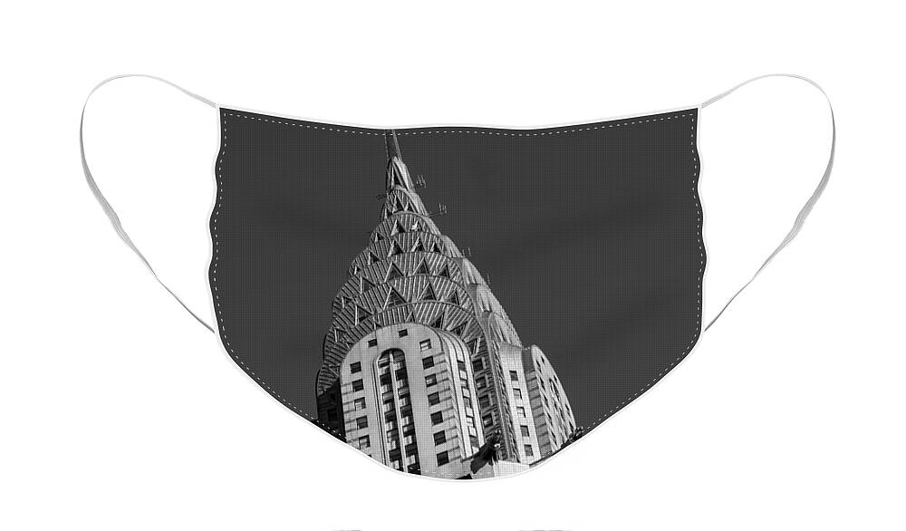 Chrysler Building Face Mask featuring the photograph Chrysler Building BW by Susan Candelario