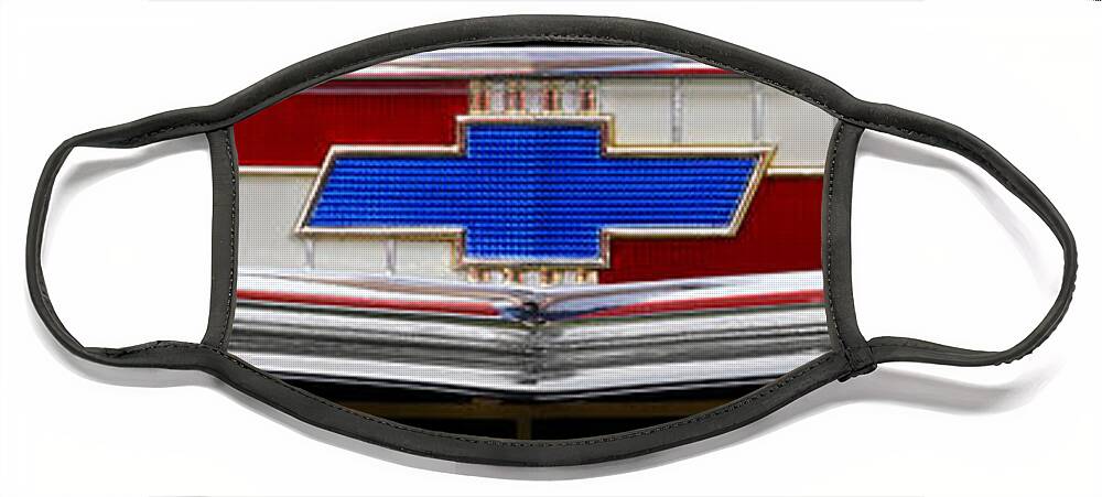 Transportation Face Mask featuring the photograph Classic Chevrolet Emblem by Mike McGlothlen