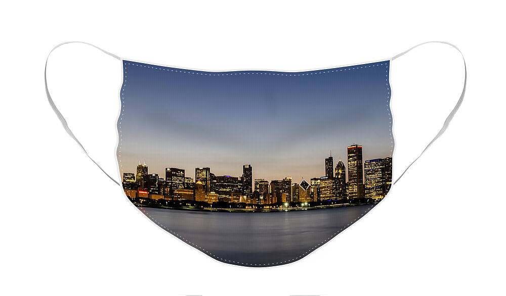 Chicago Skyline Face Mask featuring the photograph Classic Chicago skyline at dusk by Sven Brogren