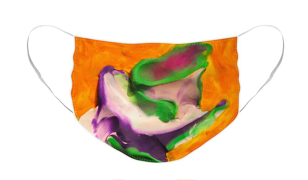 Geography Face Mask featuring the painting Clay Play 9 - island playground by Steve Sommers