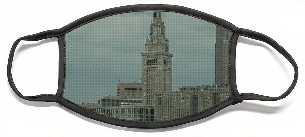 Cleveland Face Mask featuring the photograph Cleveland Ohio Skyscrapers by Valerie Collins