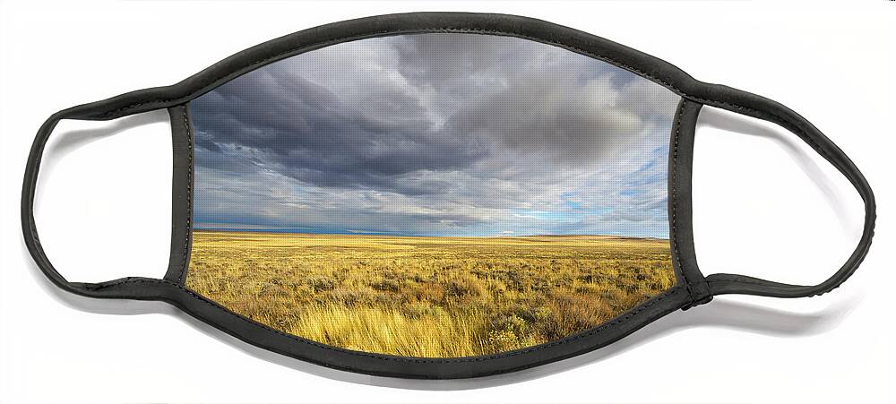 00463511 Face Mask featuring the photograph Clouds and Prairie Hart Mt N R by Yva Momatiuk John Eastcott