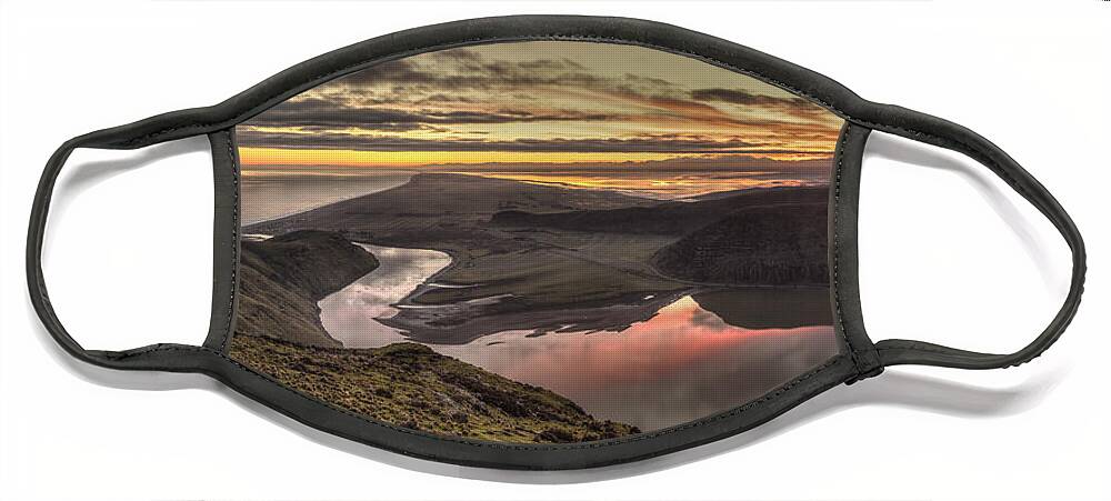 530833 Face Mask featuring the photograph Coast And Lake Forsyth Canterbury New by Colin Monteath