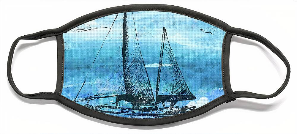Coastal Face Mask featuring the painting Coastal Boats In Watercolor II by Lanie Loreth