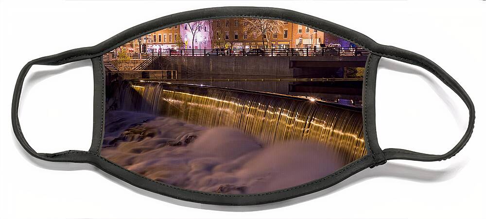 Central Avenue Face Mask featuring the photograph Cocheco River Falls Dover NH by Jeff Sinon