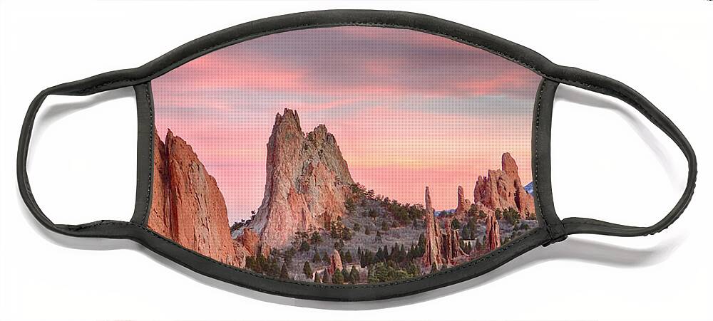 Garden Of The Gods Face Mask featuring the photograph Colorado Garden of the Gods Sunset View by James BO Insogna