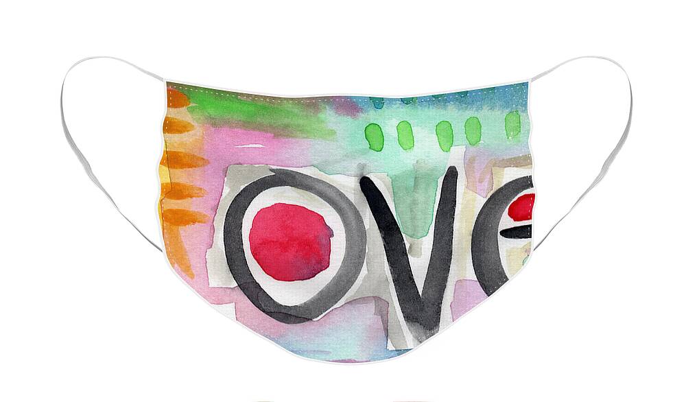 Love Face Mask featuring the painting Colorful Love- painting by Linda Woods