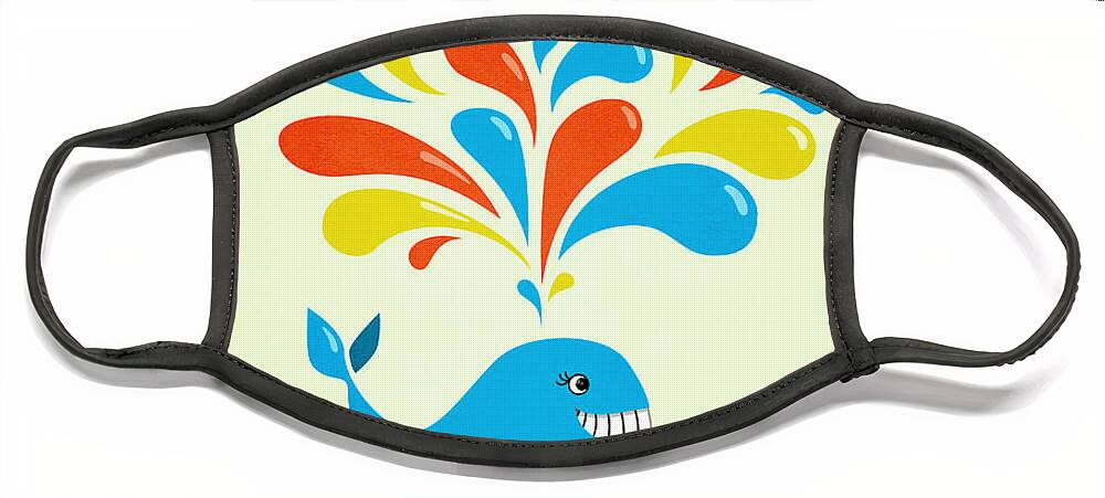 Happy Face Mask featuring the digital art Colorful Swirls Happy Cartoon Whale by Boriana Giormova