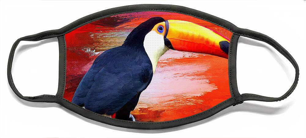 Toucan Face Mask featuring the digital art Colorful Toucan by Jayne Carney
