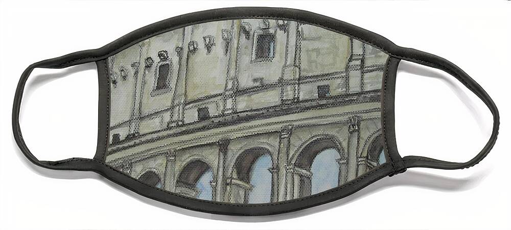 Watercolour Paintings Face Mask featuring the painting Colosseum Rome Italy by Malinda Prud'homme