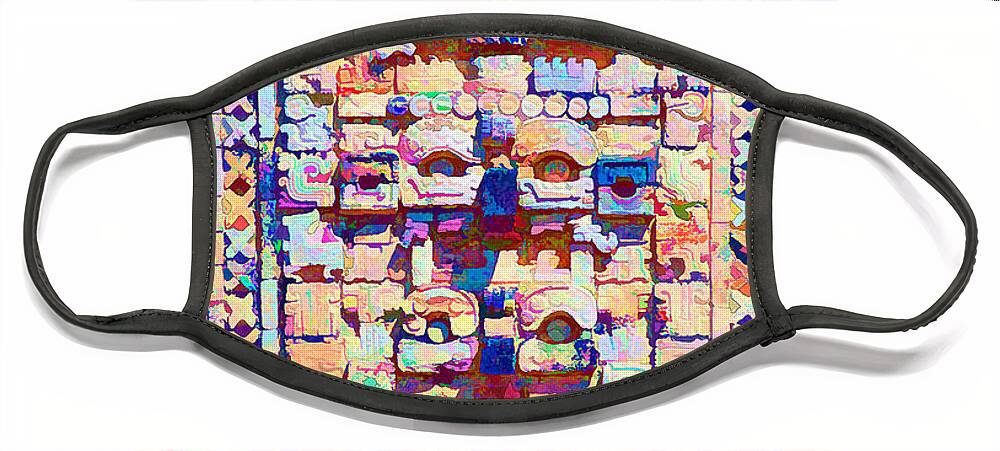 Maya Face Mask featuring the digital art Colourful Mayan Sculpture by Roy Pedersen
