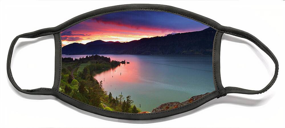 Sunset Face Mask featuring the photograph Columbia Sunset by Darren White