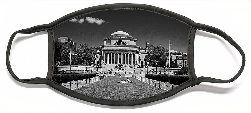 Library Face Mask featuring the photograph Columbia University by Georgia Clare