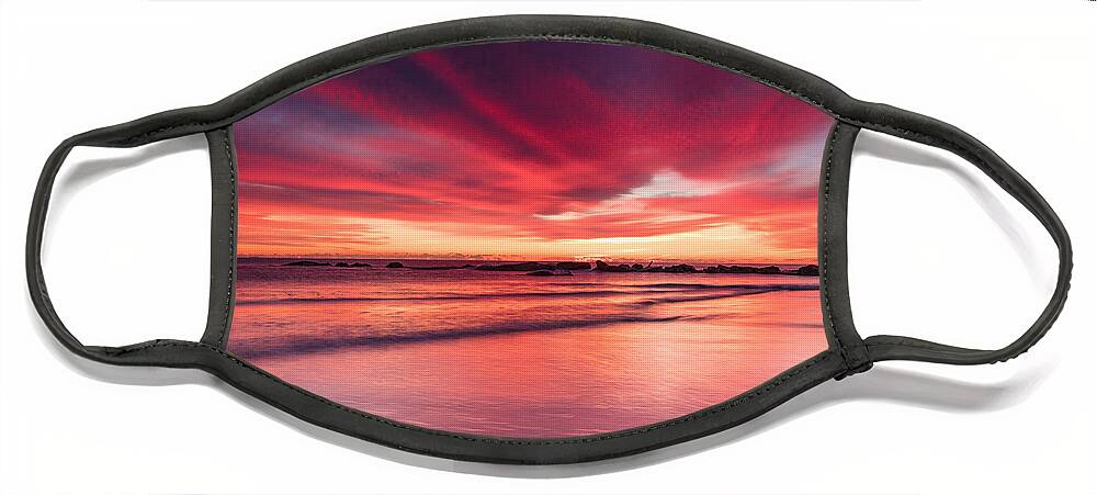 Hampton Beach State Park Face Mask featuring the photograph Coming Soon Sunrise At Hampton Beach by Jeff Sinon