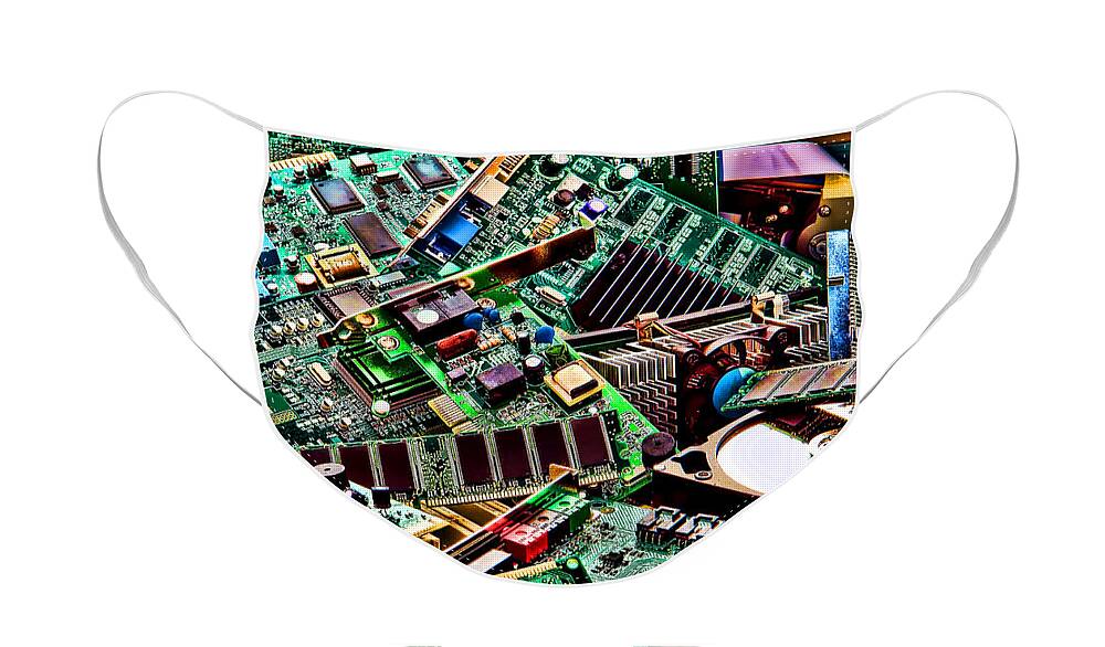 Computer Face Mask featuring the photograph Computer Parts by Olivier Le Queinec