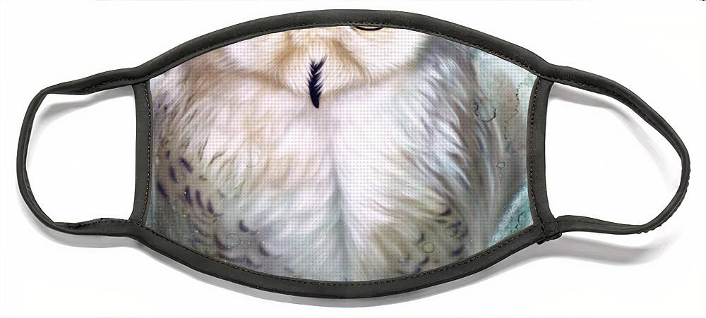 Copper Face Mask featuring the painting Copper Snowy Owl by Sandi Baker