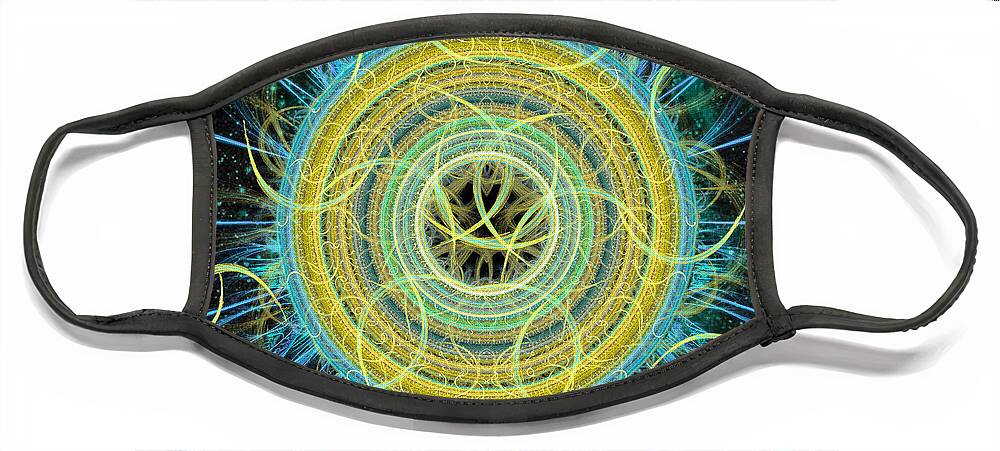 Abstract Face Mask featuring the digital art Cosmic Circle Fusion by Shawn Dall