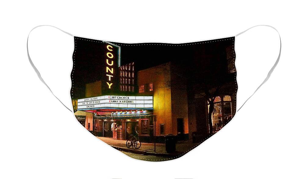 County Theater Face Mask featuring the photograph County Theater at Night by William Jobes