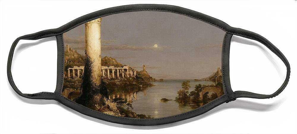 Thomas Cole Face Mask featuring the painting Course of Empire Desolation by Thomas Cole