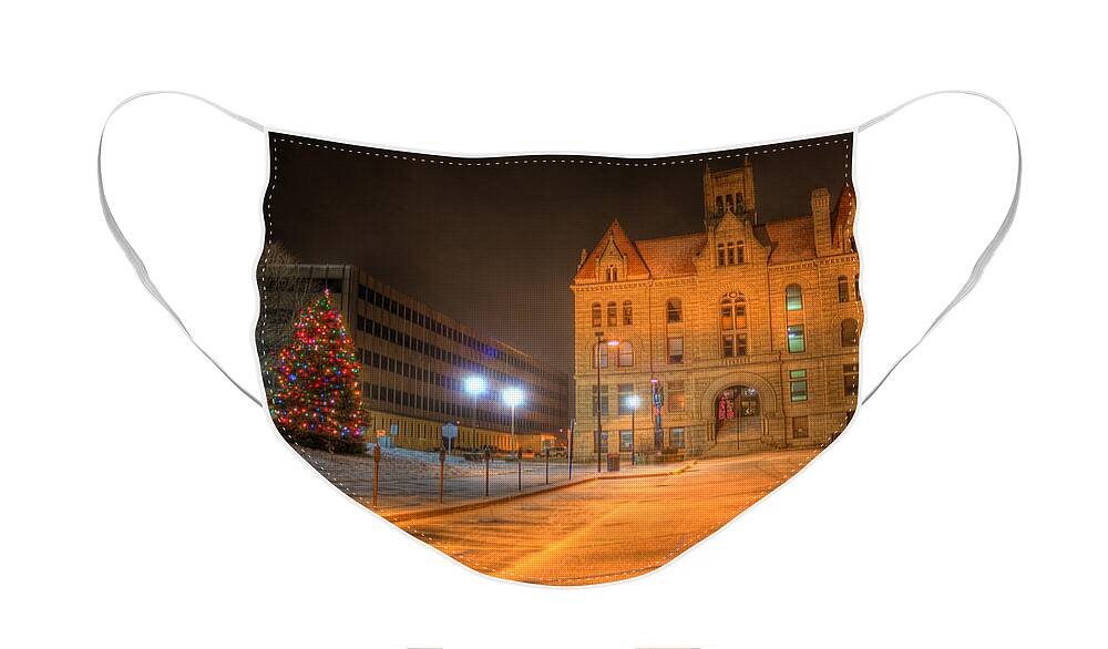 Parkersburg Face Mask featuring the photograph Courthouse at Night by Jonny D