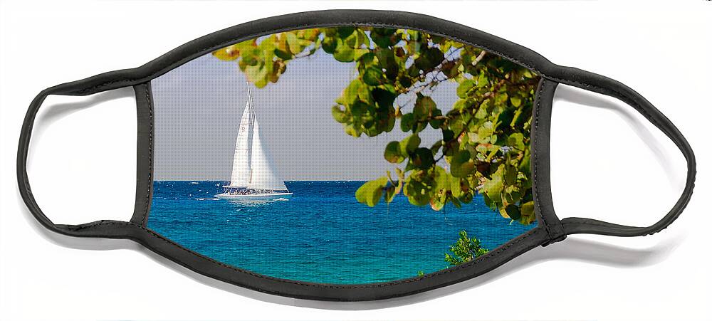 Cozumel Face Mask featuring the photograph Cozumel Sailboat by Mitchell R Grosky