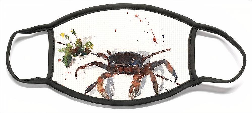 Crab Face Mask featuring the painting Crab by Claudia Hafner