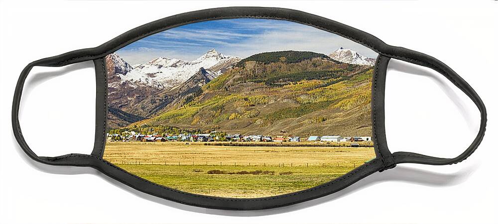 Autumn Face Mask featuring the photograph Crested Butte City Colorado Panorama View by James BO Insogna