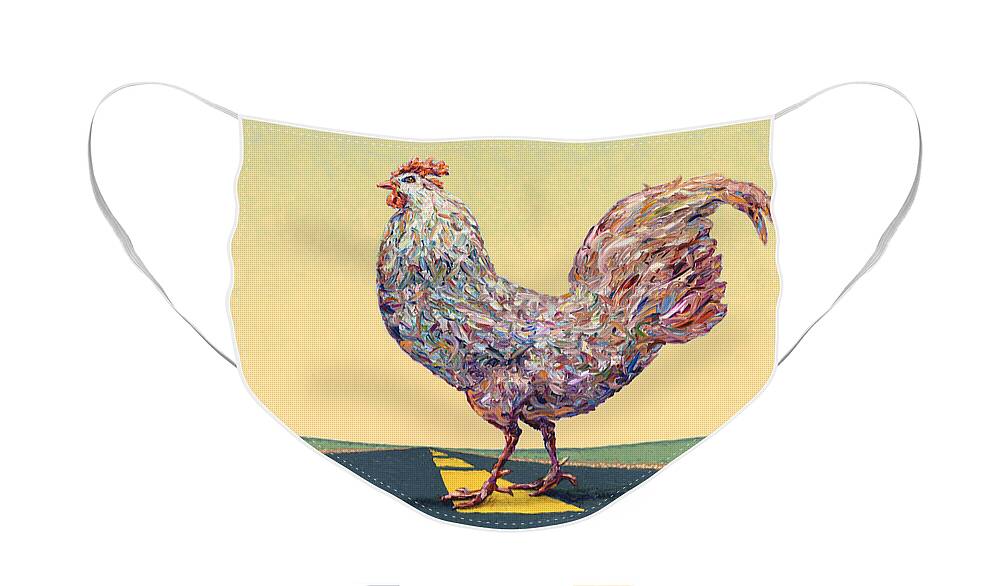 Chicken Face Mask featuring the painting Crossing Chicken by James W Johnson