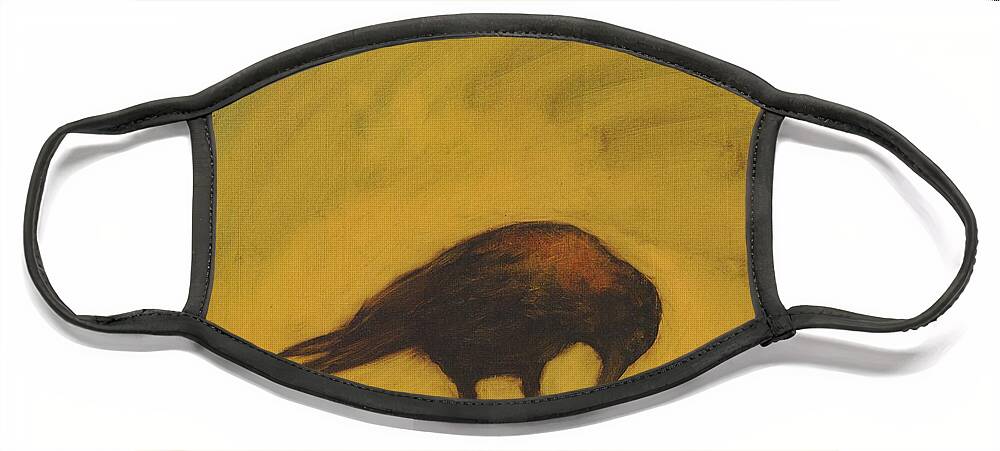Crow Face Mask featuring the painting Crow 11 by David Ladmore