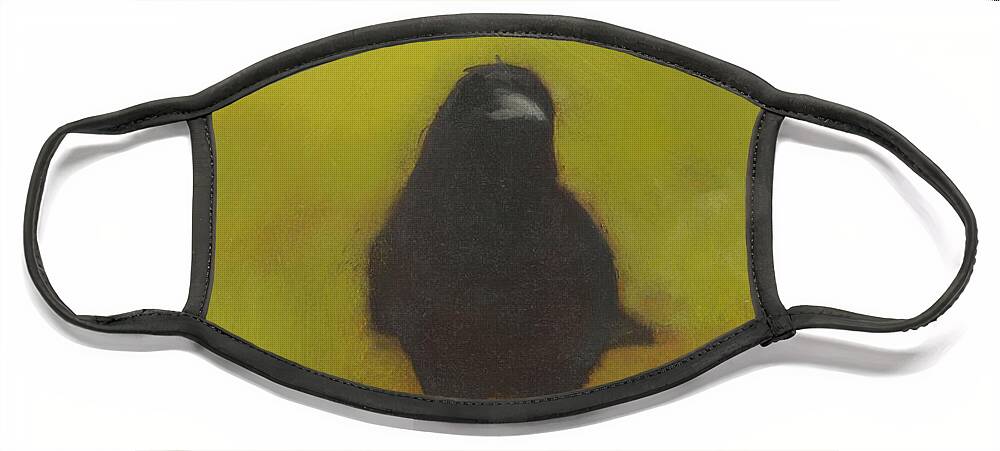Crow Face Mask featuring the painting Crow 13 by David Ladmore