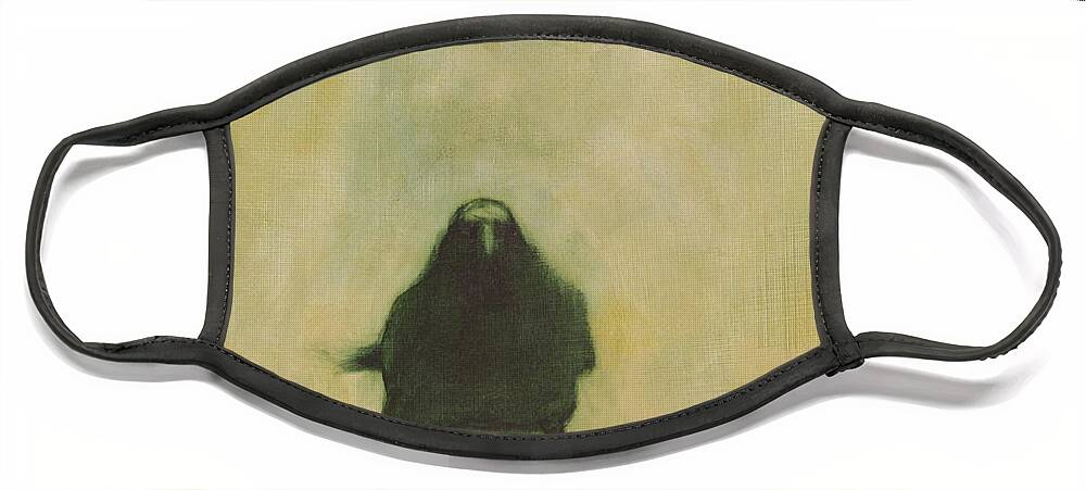 Crow Face Mask featuring the painting Crow 6 by David Ladmore