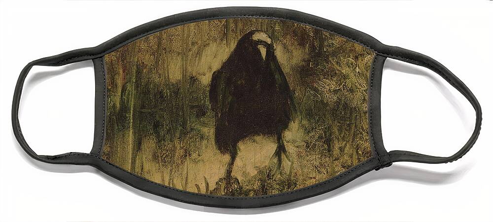 Crow Face Mask featuring the painting Crow 8 by David Ladmore