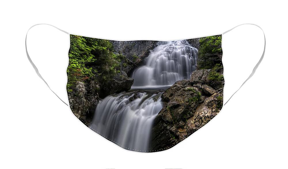 New Hampshire Face Mask featuring the photograph Crystal Cascade in Pinkham Notch by White Mountain Images