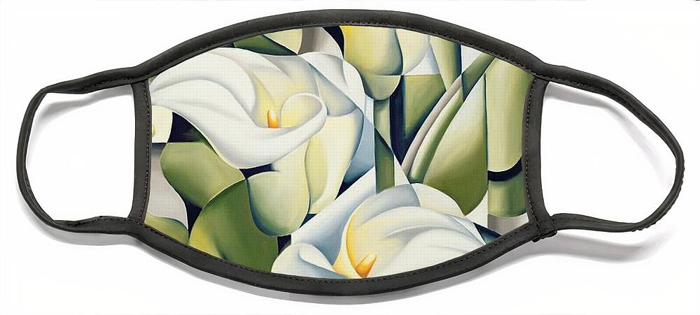 Cubist Face Mask featuring the painting Cubist lilies by Catherine Abel