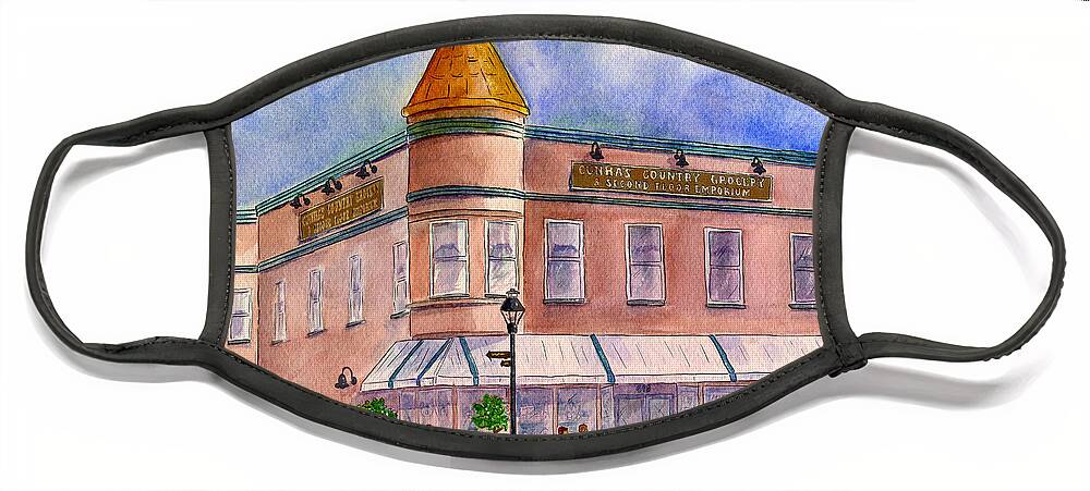 Half Moon Bay Face Mask featuring the painting Cunha's Country Store by Diane Thornton