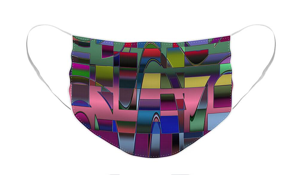 Geometric Face Mask featuring the digital art Curves and Trapezoids by Judi Suni Hall