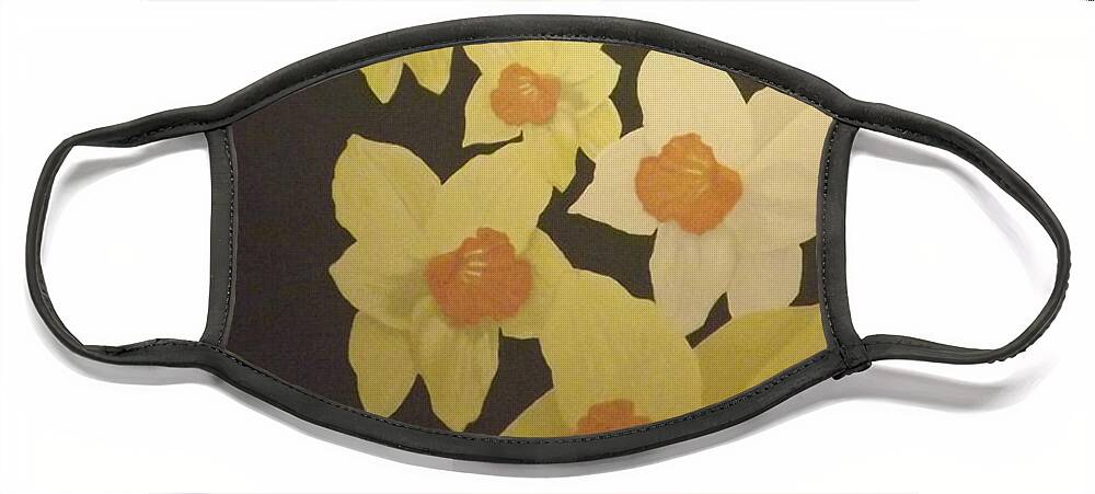 Flowers Face Mask featuring the digital art Daffodils by Terry Frederick