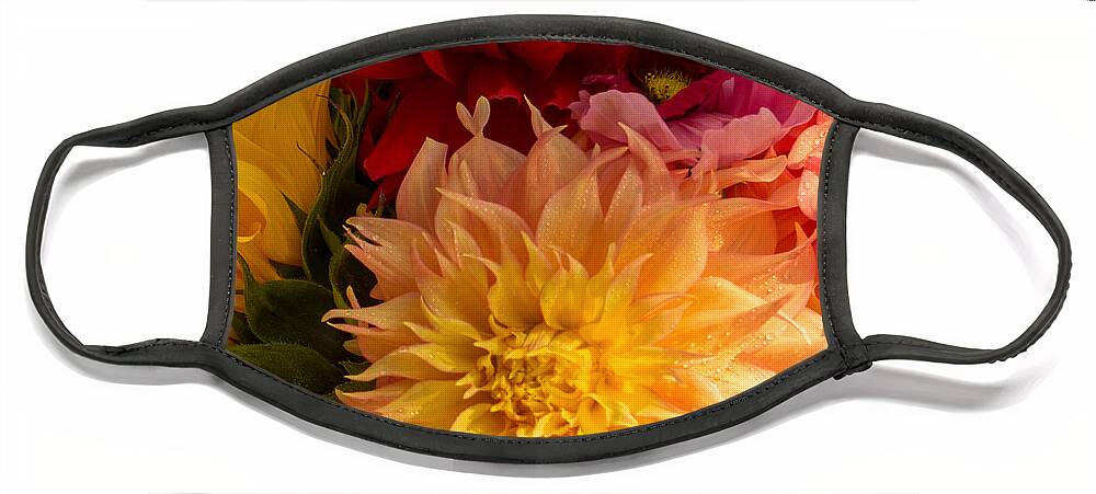 Dahlias Face Mask featuring the photograph Dahlias and Sunflowers by Weir Here And There