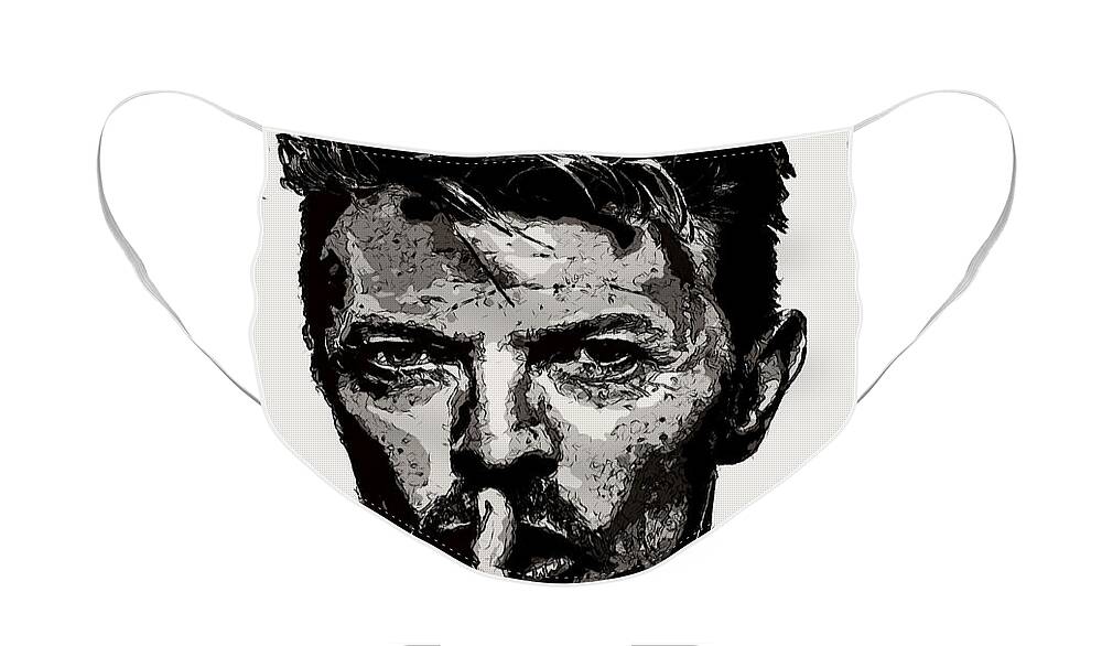 David Bowie Face Mask featuring the photograph David Bowie - Pencil by Doc Braham