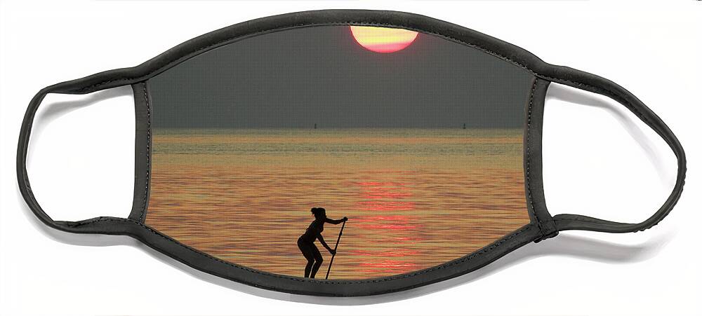 Surfer Face Mask featuring the photograph Dawn Paddler by Mike Kling