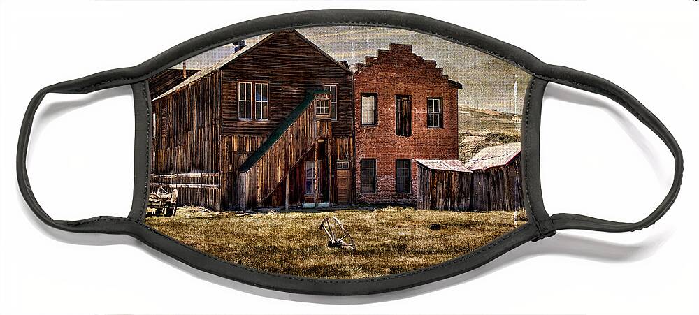 Bodie Face Mask featuring the photograph Dechambeau Hotel and I.O.O.F. Building - textured by Lana Trussell