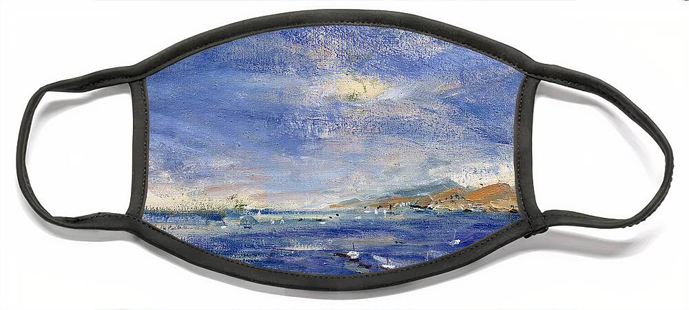 Seascape; Sea Face Mask featuring the painting Desert Hills by Patricia Espir
