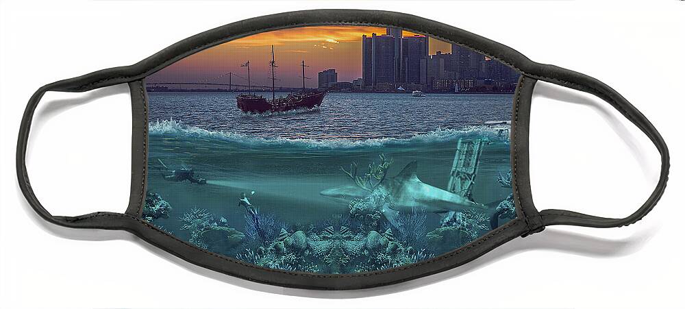 Detroit Face Mask featuring the photograph Detroit's Under Water by Nicholas Grunas