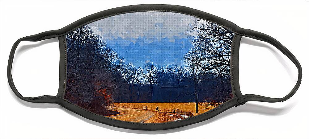 Country Face Mask featuring the painting Dirt Road by Kirt Tisdale