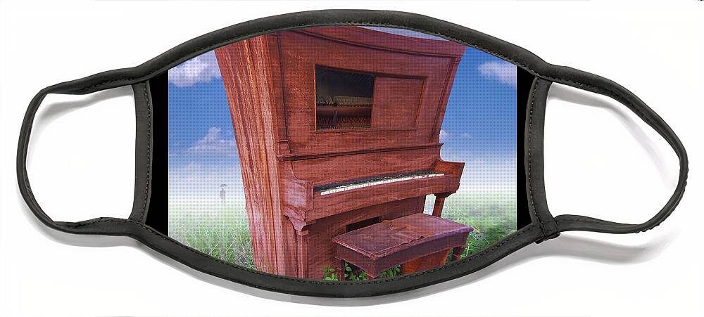Surrealism Face Mask featuring the photograph Distorted Upright Piano 2 by Mike McGlothlen